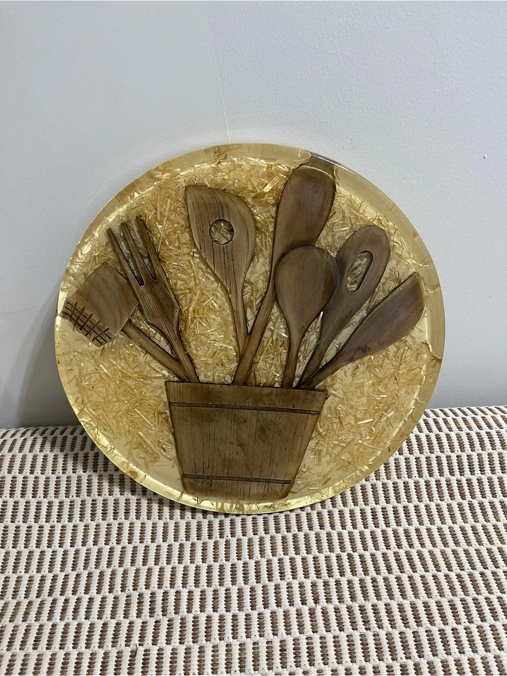 Vintage -Y2K Wooden Kitchen Utensil Lazy Susan   - Brown